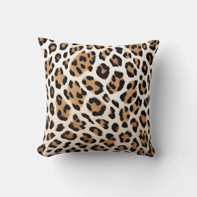 Cojín Decorativo Impresión de leopardo marrón claro (Anverso)