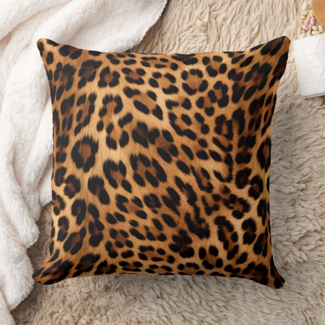 Cojín Decorativo Impresión de leopardo marrón de moda (Manta)