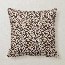 Cojín Decorativo Impresión de leopardo negro color rosa Rubor