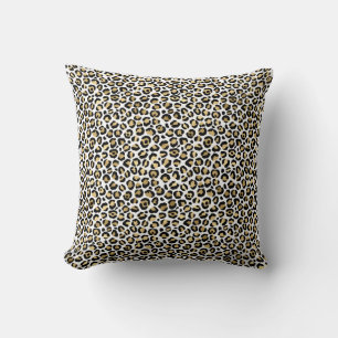 Cojín Decorativo Impresión de Leopardo Negro de Glam de Oro
