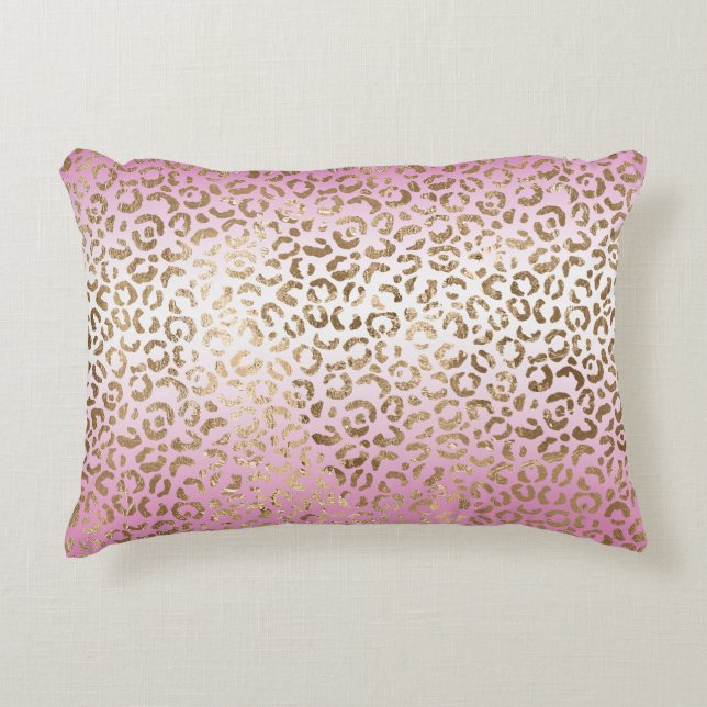 Cojín Decorativo Impresión de Leopardo Ombre Rosa (Anverso)