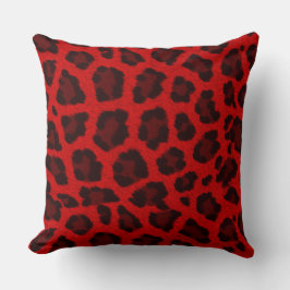 Cojín Decorativo Impresión de leopardo rojo