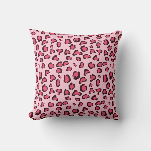 Cojín Decorativo Impresión de leopardo rosa falso (Anverso)