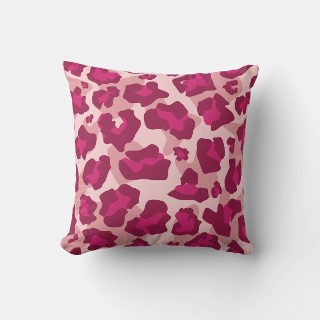 Cojín Decorativo Impresión de leopardo rosa y rojo (Anverso)