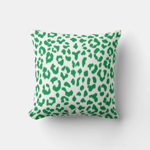 Cojín Decorativo Impresión de leopardo verde elegante con monograma