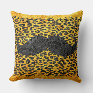 Cojín Decorativo Impresión de leopardo vintage de bigote negro