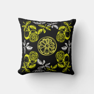 Cojín Decorativo Impresión de limón de cítricos botánicos vintage