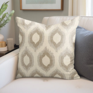 Cojín Decorativo Impresión de línea rústica beige y taupe ikat