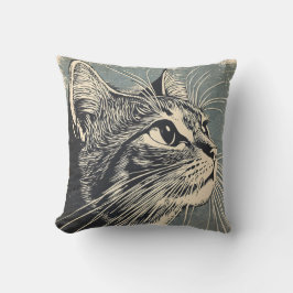 Cojín Decorativo Impresión de linóleo para gatos tabulados