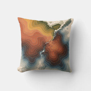 Cojín Decorativo Impresión de mapa topográfico colorido