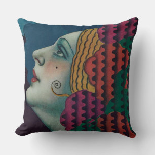 Cojín Decorativo impresión de mujer art déco circa 1930