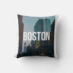 Cojín Decorativo Impresión de paisaje urbano vintage de Boston - Ar