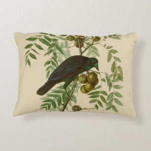 Cojín Decorativo Impresión de pájaro Grackle púrpura de Audubon Vin