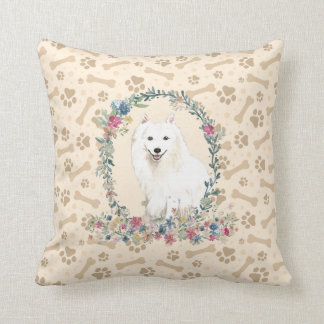 Cojín Decorativo Impresión de pata de perro spitz japonesa y recort