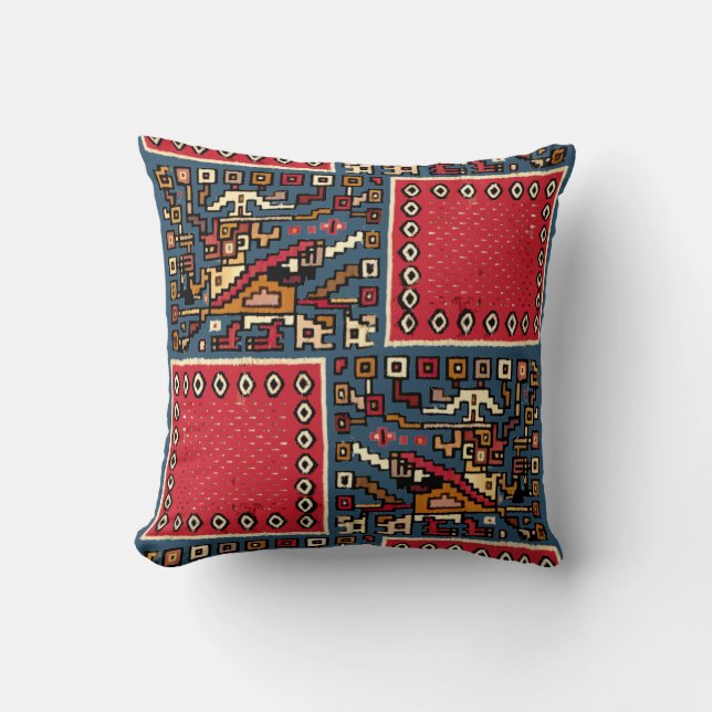 Cojín Decorativo Impresión de patrón moche peruano precolombino (Anverso)