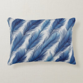 Cojín Decorativo Impresión de patrones de plumas azules