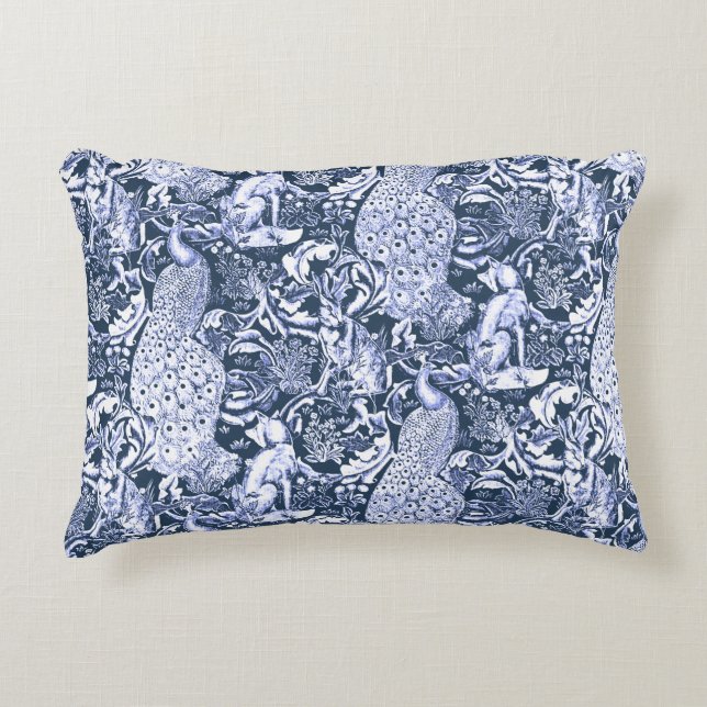 Cojín Decorativo Impresión de pavo real de estilo Art Nouveau, mari (Anverso)