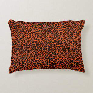 Cojín Decorativo Impresión de piel de leopardo naranja