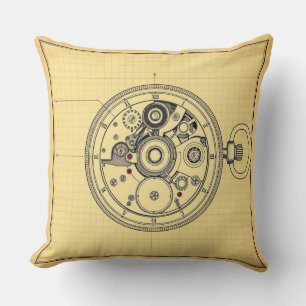 Cojín Decorativo Impresión de plano de reloj de bolsillo vintage