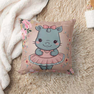 Cojín Decorativo Impresión de Rhinoceros Cute Ballerina