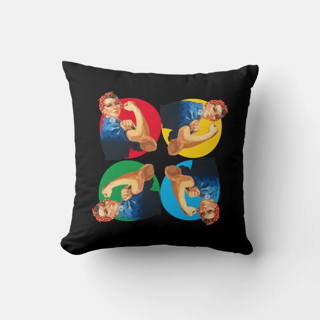 Cojín Decorativo Impresión de RIVETER ROSIE negro (Anverso)
