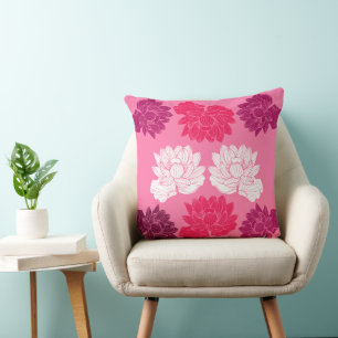 Cojín Decorativo Impresión de tela de lirio de agua rosa