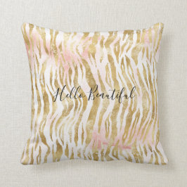 Cojín Decorativo Impresión de zebra rosa Rubor Gold