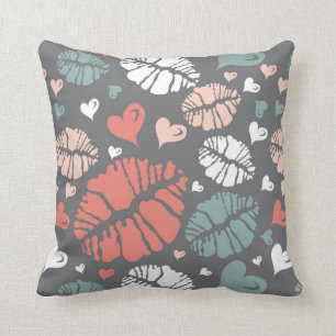 Cojín Decorativo Impresión del beso y modelo del corazón