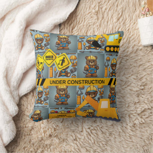 Cojín Decorativo Impresión del oso de la Enfermedad de Construcción