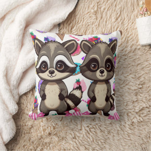 Cojín Decorativo Impresión dulce Raccoon Cute Kawaii