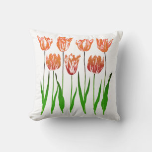 Cojín Decorativo Impresión en jardín de tulipanes en Naranja de cor