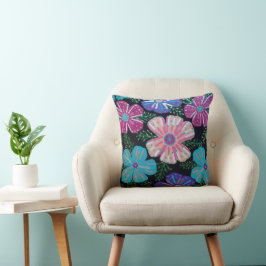 Cojín Decorativo Impresión floral bohemia colorida