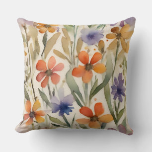 Cojín Decorativo Impresión floral colorida de flores silvestres ter