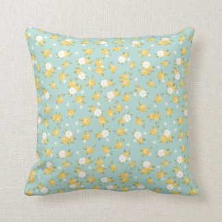 Cojín Decorativo Impresión floral de color amarillo y Moda de menta
