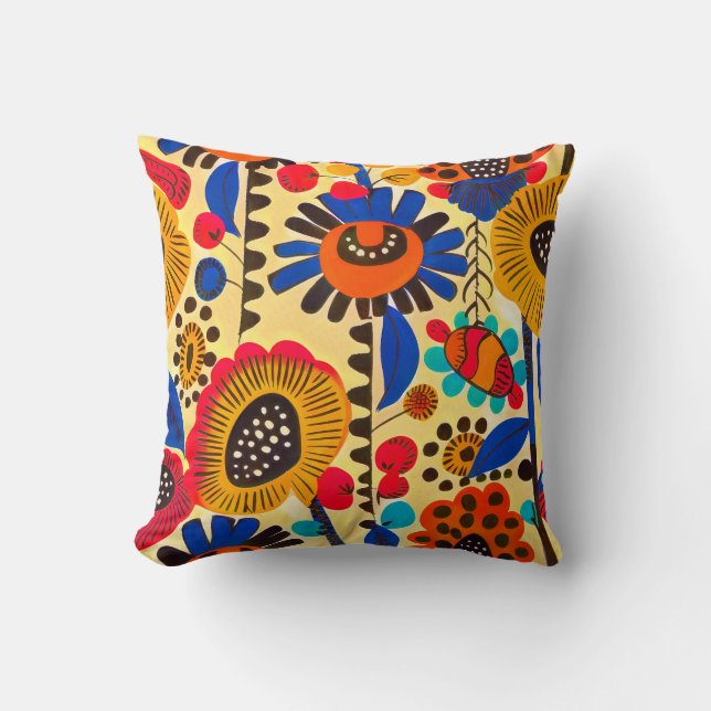 Cojín Decorativo Impresión floral de herencia mexicana (Anverso)