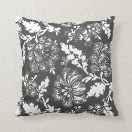 Cojín Decorativo Impresión floral gris oscuro del vintage rústico