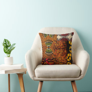 Cojín Decorativo Impresión gráfica africana mezclada