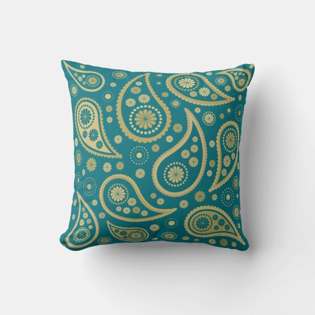 Cojín Decorativo Impresión grande enrrollada del modelo de Paisley (Anverso)