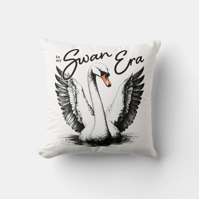Cojín Decorativo Impresión negra de la era del cisne (Anverso)