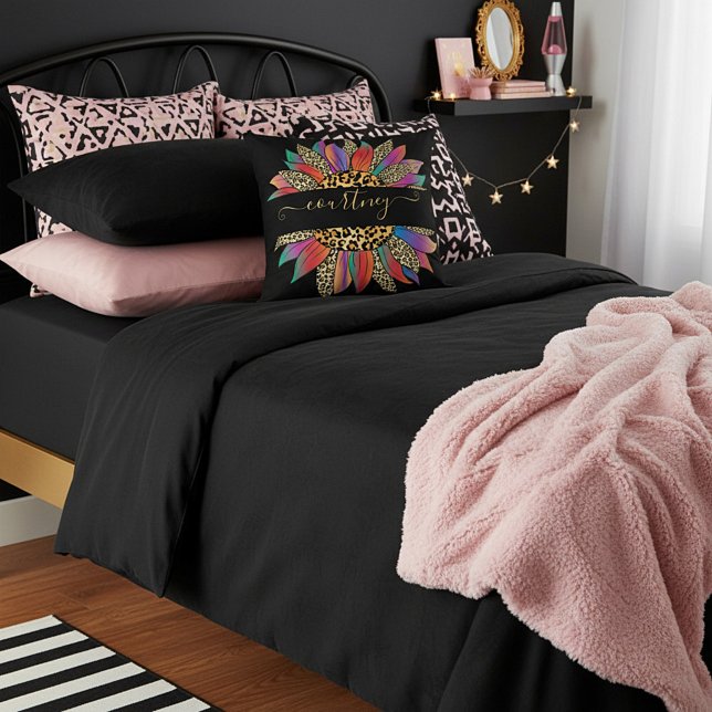 Cojín Decorativo Impresión personalizada de arcoíris y leopardo (Subido por el creador)