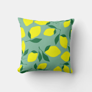 Cojín Decorativo Impresión sencilla de fondo verde y limón.