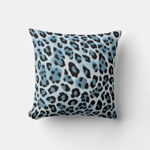 Cojín Decorativo Impresión suave de leopardo azul