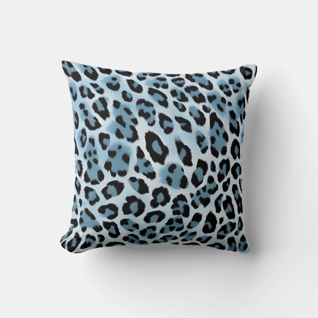 Cojín Decorativo Impresión suave de leopardo azul (Anverso)