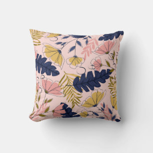 Cojín Decorativo Impresión vintage de flores de hojas tropicales