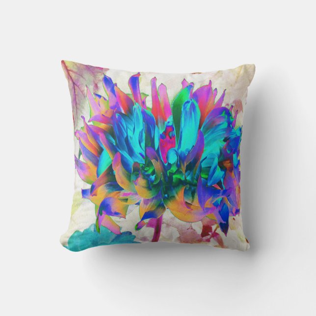 Cojín Decorativo Impresionante acuarela Cactus Arcoiris Dahlia (Anverso)