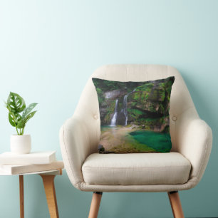 Cojín Decorativo Impresionante cascada Virje, Poster de Eslovenia