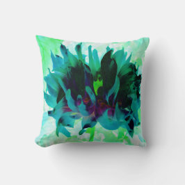 Cojín Decorativo Impresionante Dalia Cactus Verde Azulado y Negro