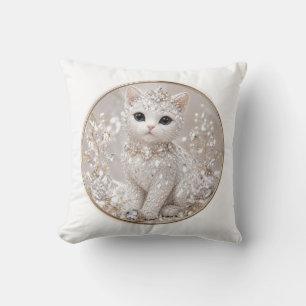 Cojín Decorativo Impresionante Gata Princesa de Diamantes   Lujo de
