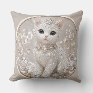 Cojín Decorativo Impresionante Gata Princesa de Diamantes Lujo de