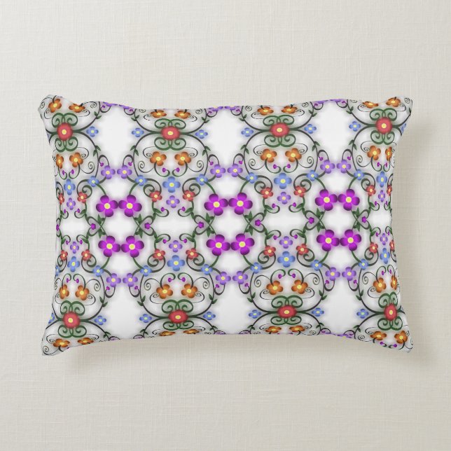 Cojín Decorativo Impresionante mirada de lacayo de flores rosadas (Anverso)